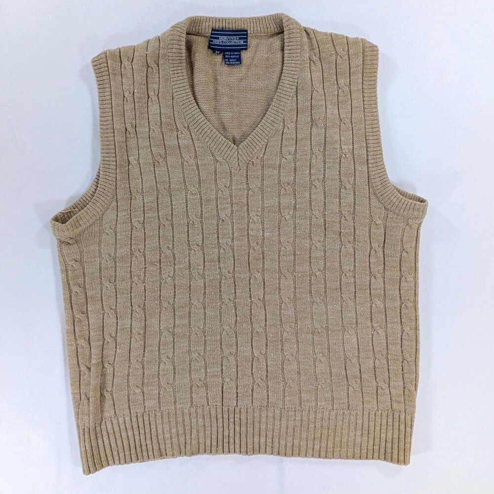 Vintage Mervyn's Mens Collection Brown Knit Sweater Vest Med Preppy Grandpa Core